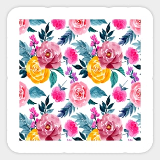 Colorful floral watercolor seamless pattern Sticker